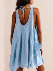 Vestido mini con tirantes anchos y escote redondo anudado Devine