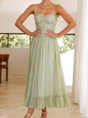 Vestido midi de tirantes con volantes en el bajo Devine Frill