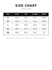 Size chart for the sleeveless bodycon maxi dress listing bust hip length and waist measurements