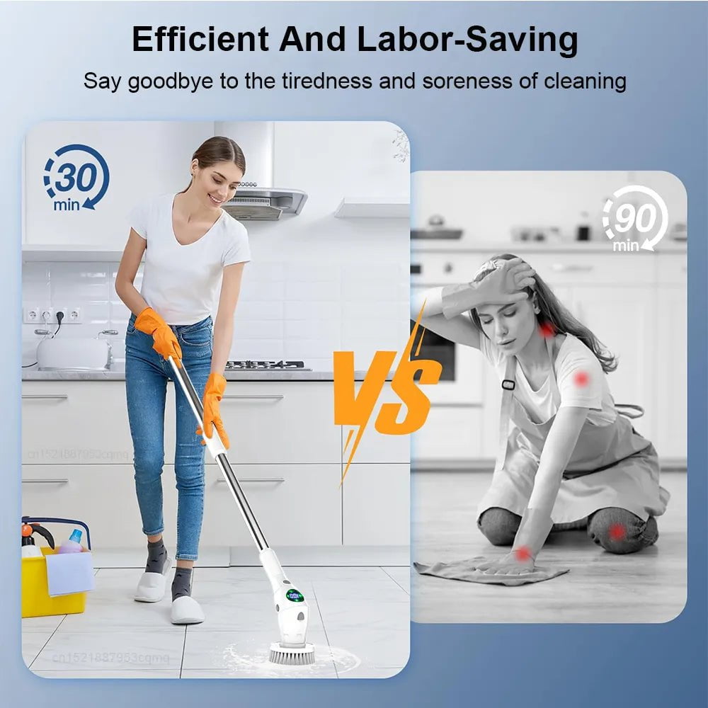 8-in-1 Electric Cleaning Brush - Multifunctional, Wireless, Rotatable for Bathroom, Kitchen, Windows, Toilet