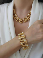 80s Monet Picasso Gold Collar with Pearl Accents Necklace