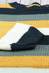 Suéter con cuello redondo y hombros caídos con bloques de color