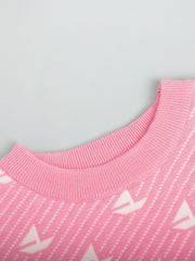 Suéter de manga larga con cuello redondo en contraste