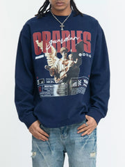 Men's cotton long-sleeve T-shirt featuring a guardian angel graphic.