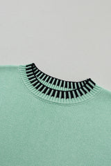 Top de punto de manga corta con cuello redondo