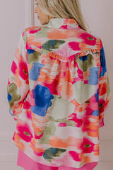 Camisa de manga larga con cuello alto y estampado abstracto