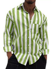 Men's long-sleeve button-up shirt with pockets and seam details.
