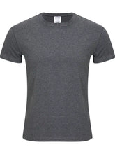 Men's lightweight round-neck short-sleeve T-shirt made from a slightly stretchy cotton-spandex blend.