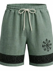 Men's light green shorts with an adjustable drawstring waist and pockets.