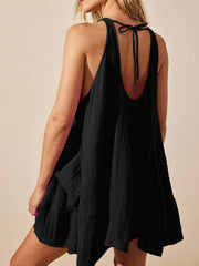 Vestido mini con tirantes anchos y escote redondo anudado Devine