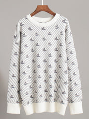 Suéter de manga larga con cuello redondo en contraste