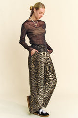 Top de manga larga con dobladillo de lechuga y malla brillante de Davi & Dani