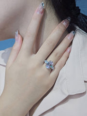 925 Silver Oval Pink Stone Ring