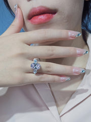 925 Silver Oval Pink Stone Ring