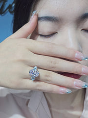 925 Silver Oval Pink Stone Ring