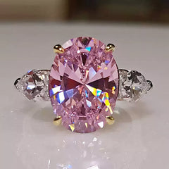 925 Silver Oval Pink Stone Ring