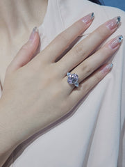 925 Silver Oval Pink Stone Ring
