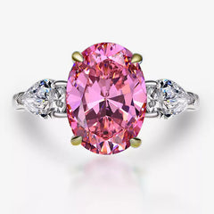 925 Silver Oval Pink Stone Ring