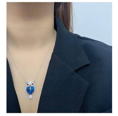 925 Silver Owl Pendant Crystal Necklace