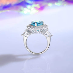 925 Sterling Silver Halo Pear Diamante Lab Grown Diamond Gemstone Ring