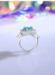 925 Sterling Silver Halo Pear Diamante Lab Grown Diamond Gemstone Ring