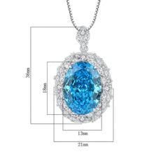 925 Sterling Silver Lab-Created Blue Sapphire Gemstone Necklace