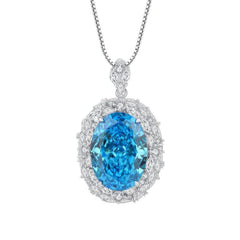 925 Sterling Silver Lab-Created Blue Sapphire Gemstone Necklace