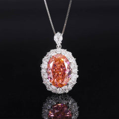 925 Sterling Silver Lab-Created Blue Sapphire Gemstone Necklace Padparadscha