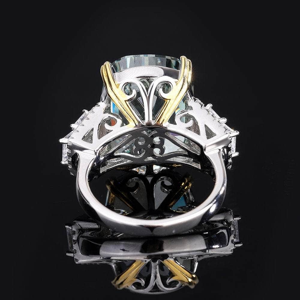 925 Sterling Silver Lab Simulated 14ct Green Moissanite Gemstone Statement Ring