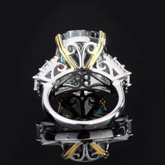 925 Sterling Silver Lab Simulated 14ct Green Moissanite Gemstone Statement Ring
