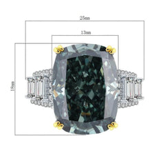 925 Sterling Silver Lab Simulated 14ct Green Moissanite Gemstone Statement Ring