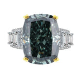 925 Sterling Silver Lab Simulated 14ct Green Moissanite Gemstone Statement Ring 6 US / Emerald