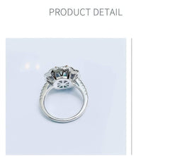925 Sterling Silver Multistone Paved Lab Grown Diamond Gemstone Floral Decor Ring