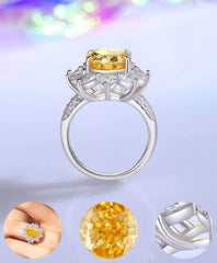 925 Sterling Silver Oval-Cut Floral Decor Lab Grown Gemstone Ring