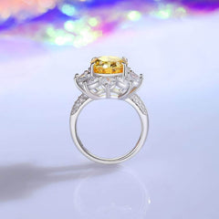 925 Sterling Silver Oval-Cut Floral Decor Lab Grown Gemstone Ring