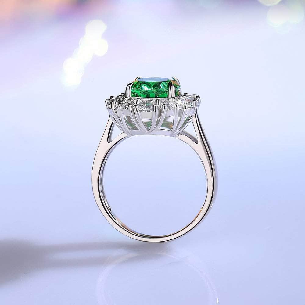 925 Sterling Silver Oval-Shaped Paved Crystal Lab-Created Diamond Gemstone Ring