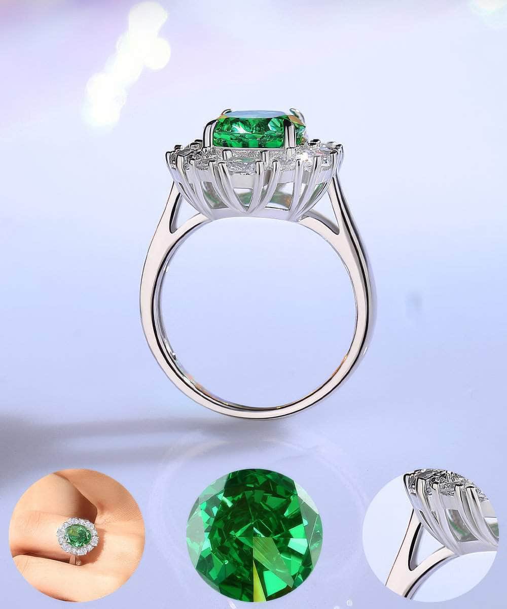 925 Sterling Silver Oval-Shaped Paved Crystal Lab-Created Diamond Gemstone Ring