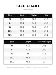 Size chart for white plus size floral embroidered sheer ruffle sleeve midi dress