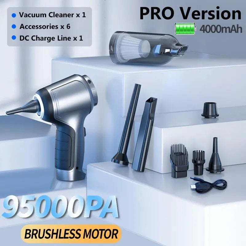 95000Pa Wireless Handheld Vacuum Cleaner - Strong Suction, Auto/Home Mini Vacuum, Blowing Suction Integration Set Pro Brushless Motor