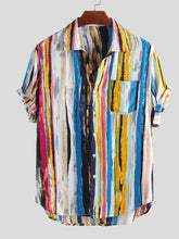 Men's striped button-up shirt made from a slightly stretchy cotton-spandex blend.