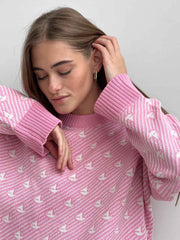 Suéter de manga larga con cuello redondo en contraste