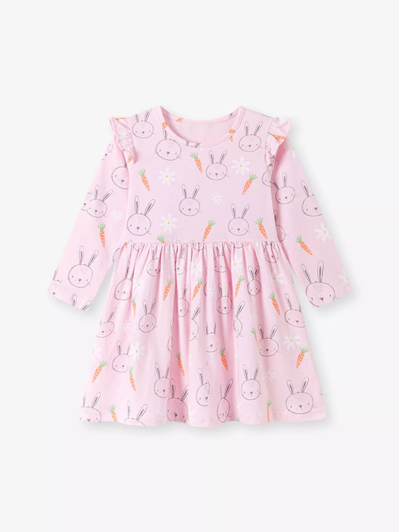 childrens-bunny-and-carrot-print-ruffle-sleeve-a-line-dress-02