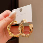 9ct Gold Tone Twisted Hoop Earrings