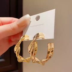 9ct Gold Tone Twisted Hoop Earrings