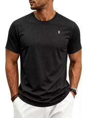 Men's classic-fit crew-neck T-shirt in a slightly stretchy cotton blend.