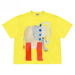 Abstract Art Elephant Graphic Oversized T-Shirt