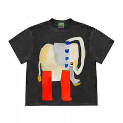 Abstract Art Elephant Graphic Oversized T-Shirt
