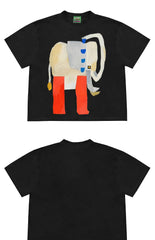 Abstract Art Elephant Graphic Oversized T-Shirt