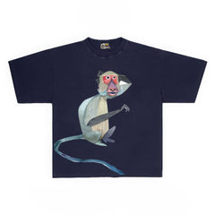 Abstract Graphic Tee with Realistic Monkey Print