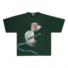 Abstract Graphic Tee with Realistic Monkey Print